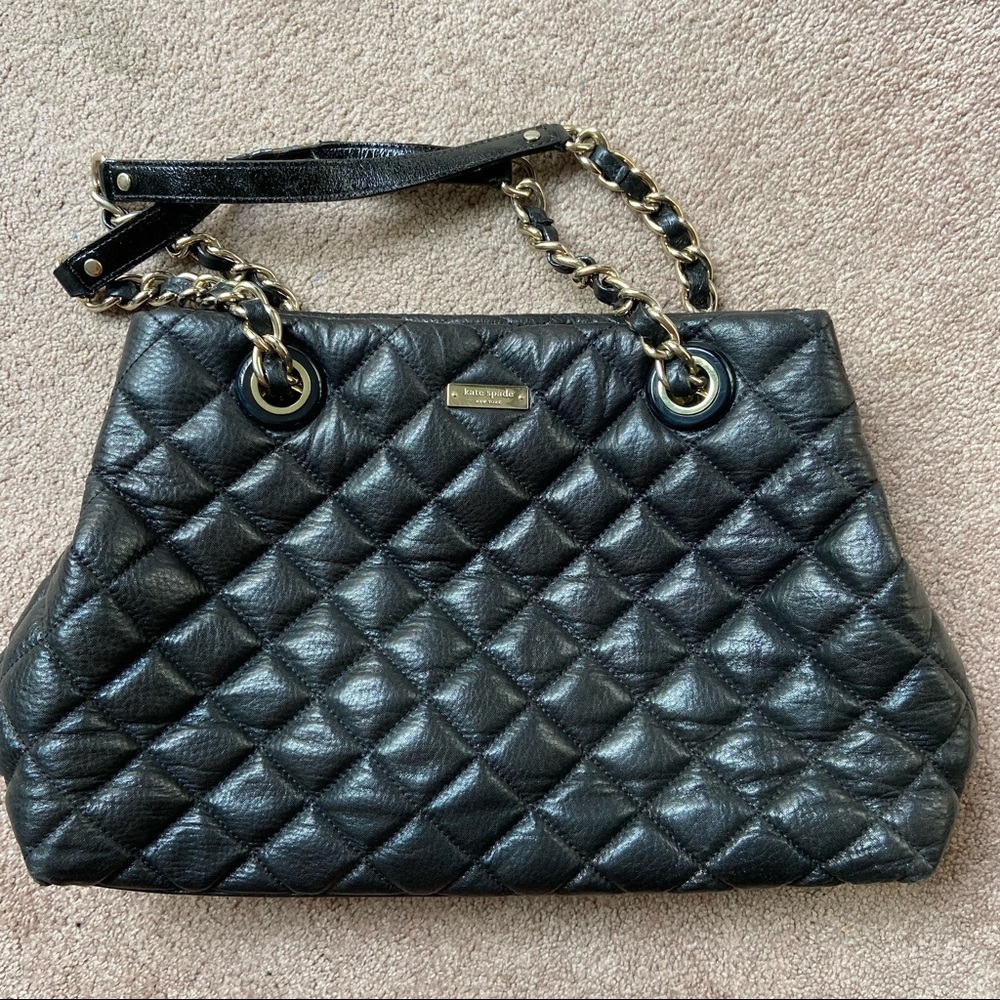 Kate Spade Black Quilted Tote Bag